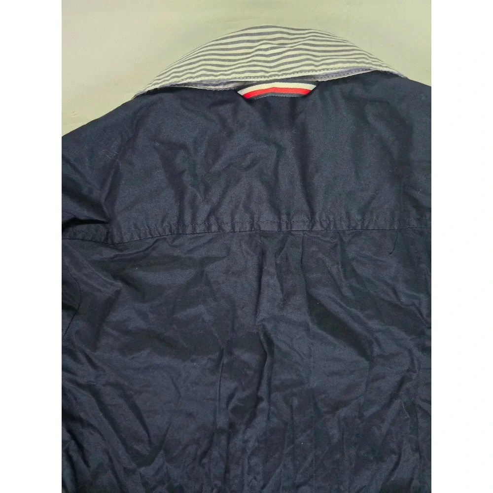 Tommy Hilfiger Navy Blue Crest Button Down Shirt Dress XS Striped Trim Belted